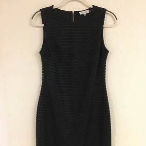 Calvin Klein Black Sheer Stripe Sleeveless Sheath Dress - 6